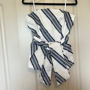 Milly white and navy peplum sleeveless top